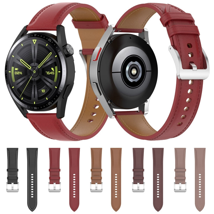22mm Genuine Leather Watch Band for Huawei Watch GT3 46mm/GT2 46mm/Samsung Galaxy Watch3 45mm(Black)