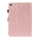 For Samsung Galaxy Tab A8 10.5 2021 Varnish Glitter Powder Leather Tablet Case(Rose Gold)