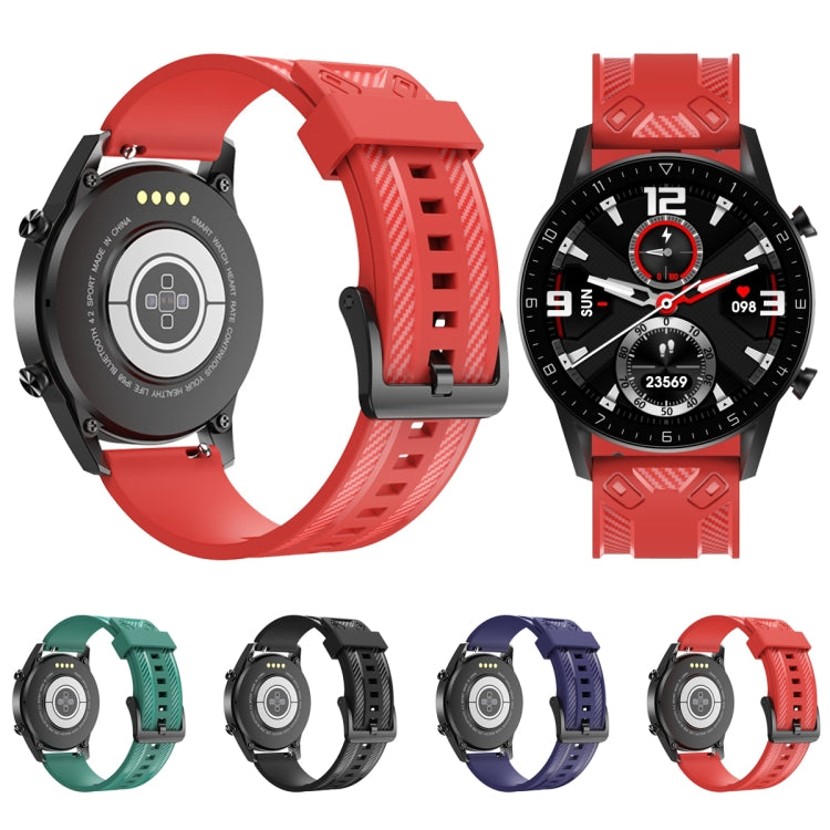 For Huawei Watch GT 2 42mm Carbon Fiber Silicone Watch Band(Green)