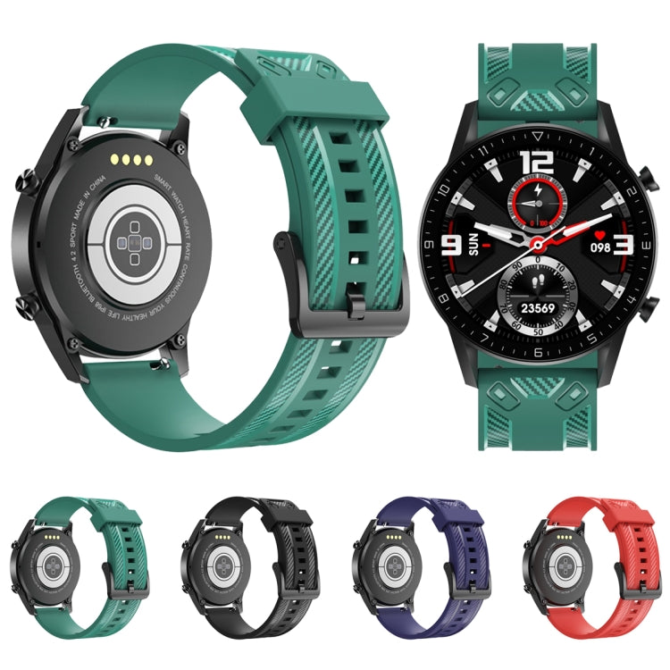 For Huawei Watch GT 2 46mm Carbon Fiber Silicone Watch Band(Green)