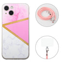 Lanyard Stitching Marble TPU Case For iPhone 13(Pink Marble)