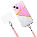 Lanyard Stitching Marble TPU Case For iPhone 13(Pink Marble)