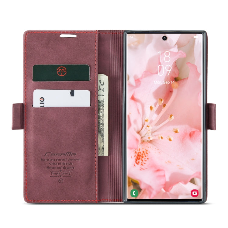 For Samsung Galaxy S22 Ultra 5G CaseMe 013 Multifunctional Leather Phone Case(Wine Red)