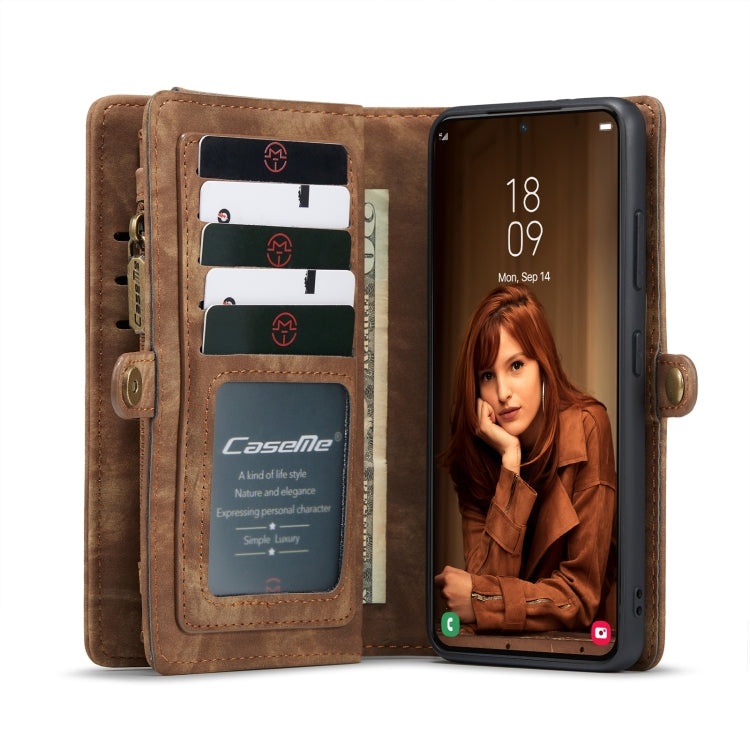 For Samsung Galaxy S22 5G CaseMe-008 Detachable Multifunctional Horizontal Flip Leather Case(Brown)