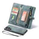 For Samsung Galaxy S22 Ultra 5G CaseMe-008 Detachable Multifunctional Horizontal Flip Leather Case(Green)