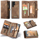 For Samsung Galaxy S22 Ultra 5G CaseMe-008 Detachable Multifunctional Horizontal Flip Leather Case(Brown)