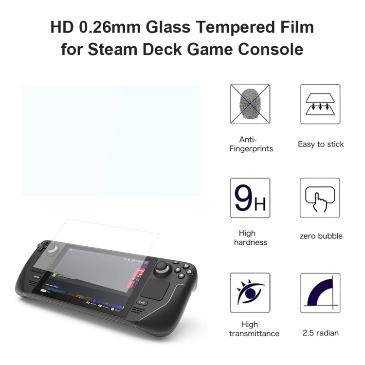 50 PCS 0.26mm 9H 2.5D Tempered Glass Film For Deck Game Console