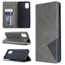 For Galaxy A71 Rhombus Texture Horizontal Flip Magnetic Leather Case with Holder & Card Slots(Grey)