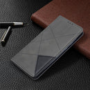 For Galaxy A71 Rhombus Texture Horizontal Flip Magnetic Leather Case with Holder & Card Slots(Grey)