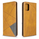 For Galaxy A71 Rhombus Texture Horizontal Flip Magnetic Leather Case with Holder & Card Slots(Yellow)