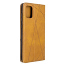 For Galaxy A71 Rhombus Texture Horizontal Flip Magnetic Leather Case with Holder & Card Slots(Yellow)