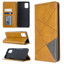 For Galaxy A71 Rhombus Texture Horizontal Flip Magnetic Leather Case with Holder & Card Slots(Yellow)