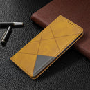 For Galaxy A71 Rhombus Texture Horizontal Flip Magnetic Leather Case with Holder & Card Slots(Yellow)
