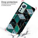 For Xiaomi 12 / 12X 5G Abstract Marble Pattern TPU Phone Case(Rhombus Dark Green)