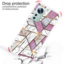 For Xiaomi 12 / 12X 5G Abstract Marble Pattern TPU Phone Case(Rhombus White Purple)