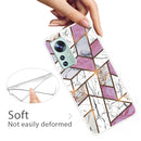 For Xiaomi 12 / 12X 5G Abstract Marble Pattern TPU Phone Case(Rhombus White Purple)