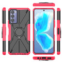 For Tecno Camon 18 Armor Bear Shockproof PC + TPU Phone Case with Ring Holder(Rose Red)