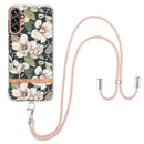 For Samsung Galaxy A13 5G Flowers Series TPU Phone Case with Lanyard(Green Gardenia)