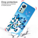 For Xiaomi 12 / 12X 5G Shockproof Painted Transparent TPU Protective Phone Case(Blue Butterfly)