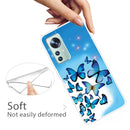 For Xiaomi 12 / 12X 5G Shockproof Painted Transparent TPU Protective Phone Case(Blue Butterfly)