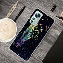 For Xiaomi 12 / 12X 5G Shockproof Painted Transparent TPU Protective Phone Case(Colorful Feathers)