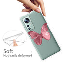 For Xiaomi 12 Pro Painted Shockproof TPU Protective Phone Case(Red Butterfly)