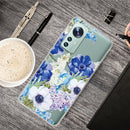 For Xiaomi 12 Pro Painted Shockproof TPU Protective Phone Case(Blue White Rose)