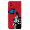 For Samsung Galaxy A03 International Version Shockproof Painted Transparent TPU Protective Phone Case(Cat Looking At Butterfly)