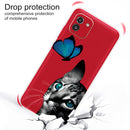 For Samsung Galaxy A03 International Version Shockproof Painted Transparent TPU Protective Phone Case(Cat Looking At Butterfly)