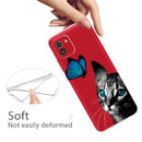 For Samsung Galaxy A03 International Version Shockproof Painted Transparent TPU Protective Phone Case(Cat Looking At Butterfly)