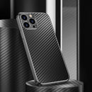 Metal Frame Carbon Fiber Phone Case For iPhone 13 Pro(Black)