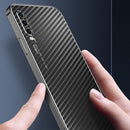 For Huawei P30 Pro Metal Frame Carbon Fiber Phone Case(Blue)