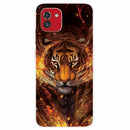 For Samsung Galaxy A03 International Version Shockproof Painted Transparent TPU Protective Phone Case(Flame Tiger)