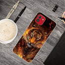 For Samsung Galaxy A03 International Version Shockproof Painted Transparent TPU Protective Phone Case(Flame Tiger)