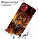 For Samsung Galaxy A03 International Version Shockproof Painted Transparent TPU Protective Phone Case(Flame Tiger)