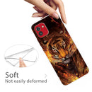 For Samsung Galaxy A03 International Version Shockproof Painted Transparent TPU Protective Phone Case(Flame Tiger)