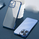 Wing Plating Series Semi-transparent Frosted Phone Case For iPhone 12(Navy Blue)