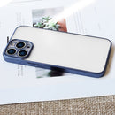 Wing Plating Series Semi-transparent Frosted Phone Case For iPhone 12(Navy Blue)