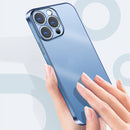 Wing Plating Series Semi-transparent Frosted Phone Case For iPhone 12(Navy Blue)