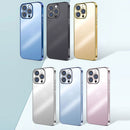 Wing Plating Series Semi-transparent Frosted Phone Case For iPhone 12(Navy Blue)