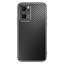 For OPPO Reno7 5G Metal Frame Carbon Fiber Phone Case(Black)