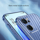For OPPO Reno7 5G Metal Frame Carbon Fiber Phone Case(Grey)