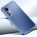 For Xiaomi 12 Pro Metal Frame Carbon Fiber Phone Case(Blue)