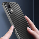 For Xiaomi 12 Pro Metal Frame Carbon Fiber Phone Case(Blue)