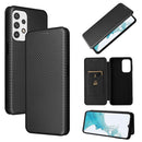 For Samsung Galaxy A23 5G Carbon Fiber Texture Horizontal Flip PU Phone Case(Black)