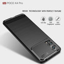 For Xiaomi Poco X4 Pro 5G Brushed Texture Carbon Fiber TPU Phone Case(Black)