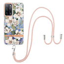 For OPPO A55 5G / A53S 5G / A54 4G / A16 / A54S 4G Flowers Series TPU Phone Case with Lanyard(Green Gardenia)