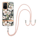For OPPO A94 5G Flowers Series TPU Phone Case with Lanyard(Green Gardenia)