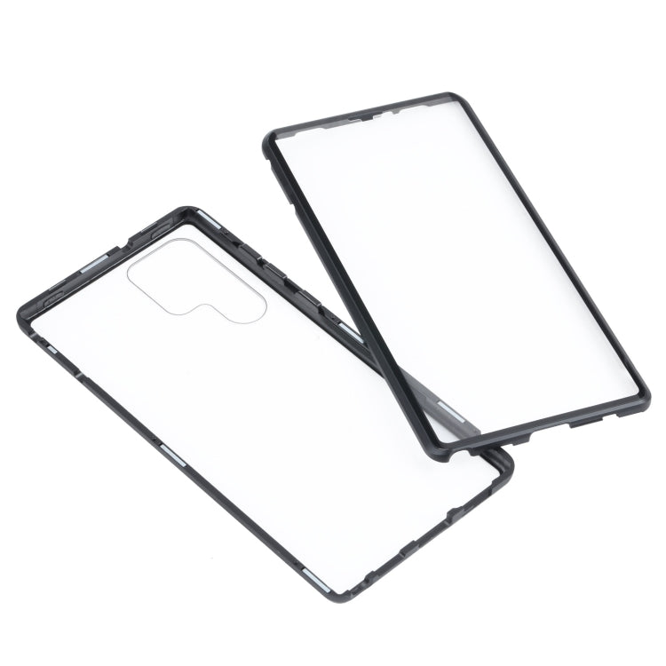 For Samsung Galaxy S22 Ultra 5G HD Magnetic Metal Tempered Glass Phone Case(Black)