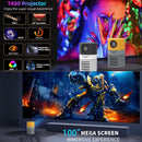T400 100 inch Screen 3000 Lumens LED Mini Projector, Plug Type:AU Plug(Grey Yellow)